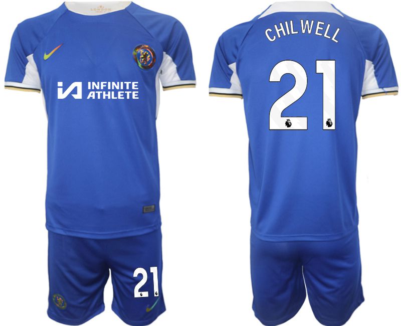 Men 2023-2024 Club Chelsea FC home blue #21 Soccer Jersey